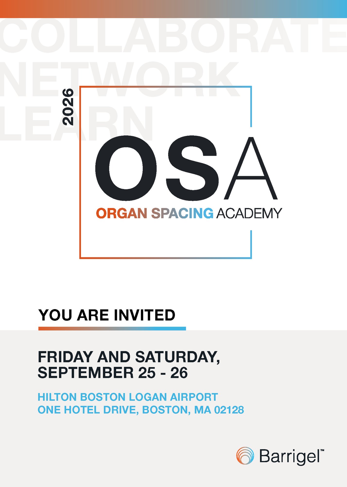 Organ Spacing Academy - September Invitation Organ Spacing Academy - September Invitation