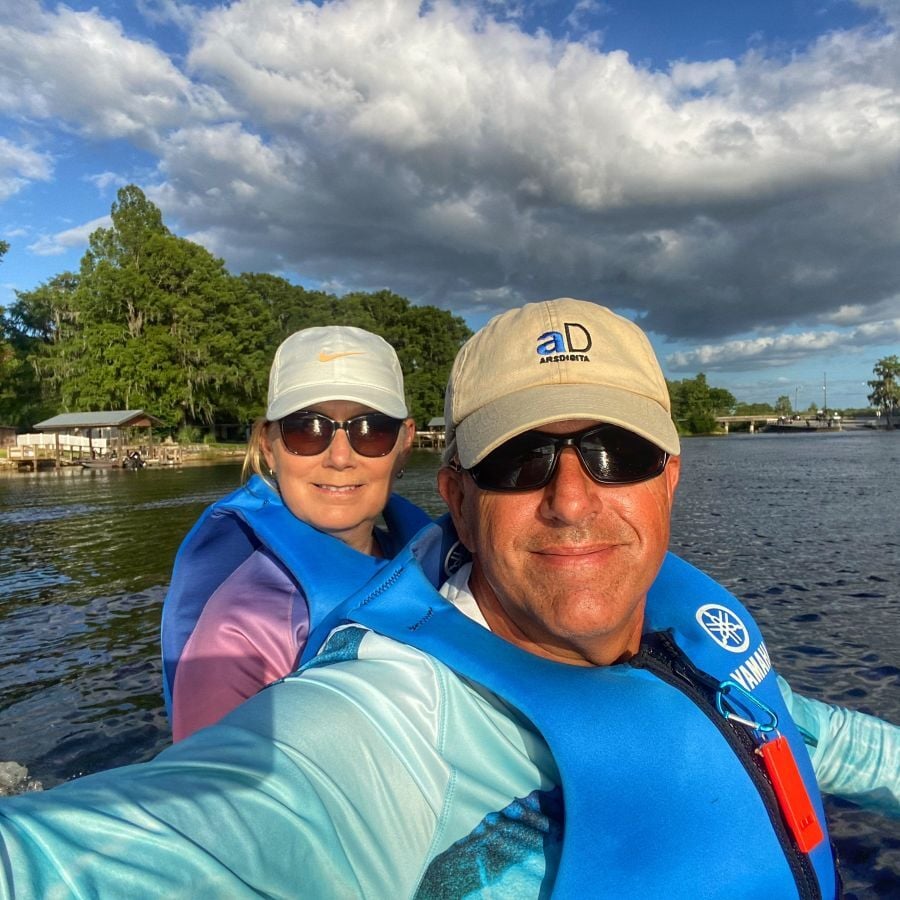 Prostate cancer survivor Bob and his wife enjoying the lake